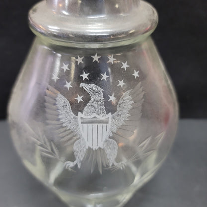 AMERICANA 1976 Bicentennial Etched Eagle Liquor 9.25” Decanter w/Glass Stopper