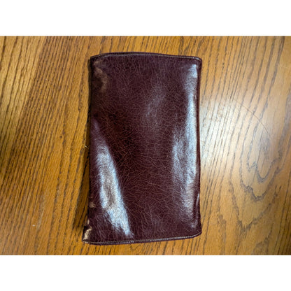 Vintage Burgundy Crinkled Leather Convertible Chain Clutch Shoulder Bag