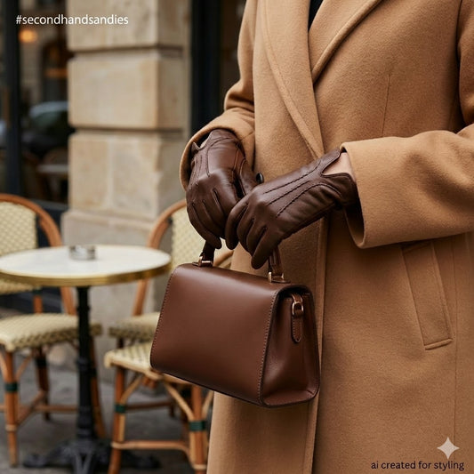 Vintage Aris Brown Leather Gloves WPL 9522 Size 6.5 Acrylic Lined Stitching