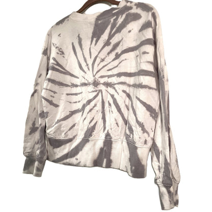 NWT RDI Cropped Crew Neck Pullover Sweatshirt Sz XS/Extra Small in Gray Tie Dye