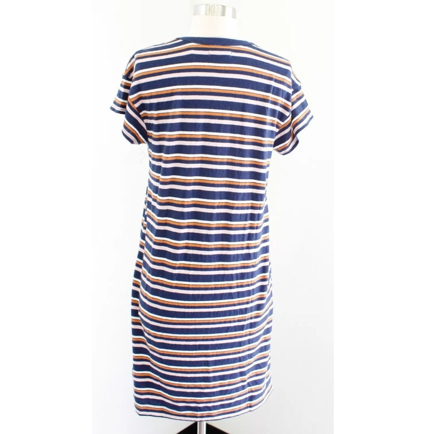 Madewell Striped Henley NEW T-Shirt Dress small  Hemp Blend Blue Short Sleeve