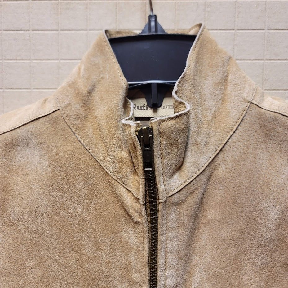 Ruff Hewn Women's Suede Leather Vest Full Zip SMALL Sleeveless lined high collar
