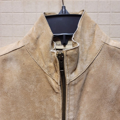 Ruff Hewn Women's Suede Leather Vest Full Zip SMALL Sleeveless lined high collar