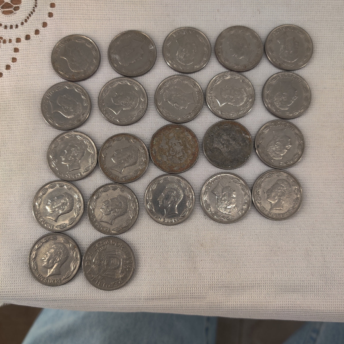Ecuador 1 Sucre 1981 Nickel Clad Steel Coins Bulk Collection Lot of 22
