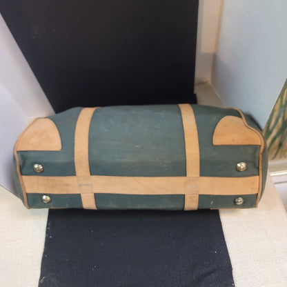 Vintage Angus Teal Green Canvas Leather Doctor Bag Tool CarryAll Travel Satchel