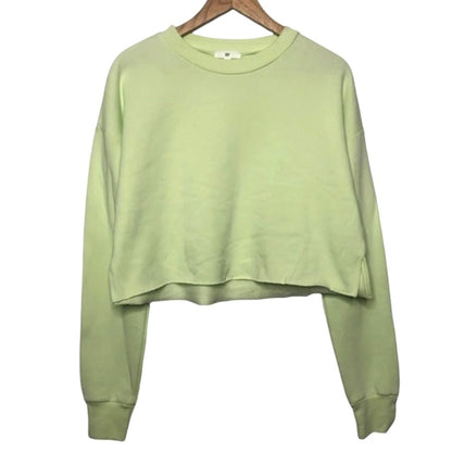 NWT BP. Long Sleeve Cropped Side Vent Sweatshirt Sz Medium in Green Limecream