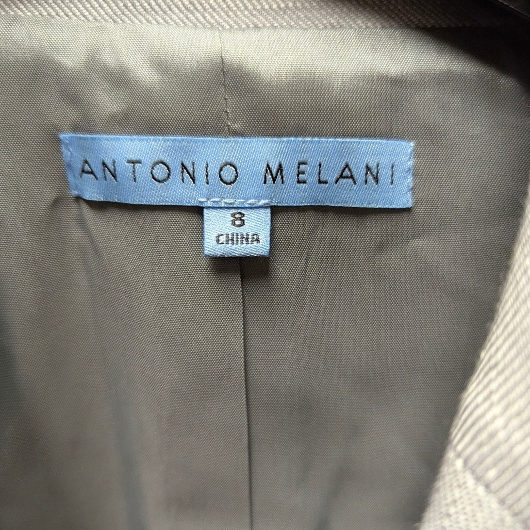 Antonio Melani Gray Linen Cotton Blazer Structured Smart Casual 6 Double Lapel