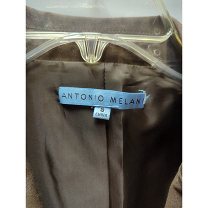 Antonio Melani Brown Cropped Pick Stitch Bolero Jacket Wool Blend Career Shrug 8