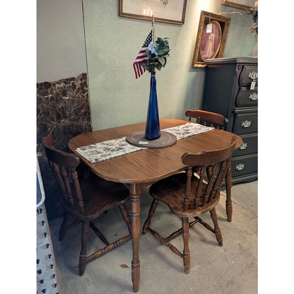 Secondhand Sandies: Dining table and 3 chairs  AS IS painting available