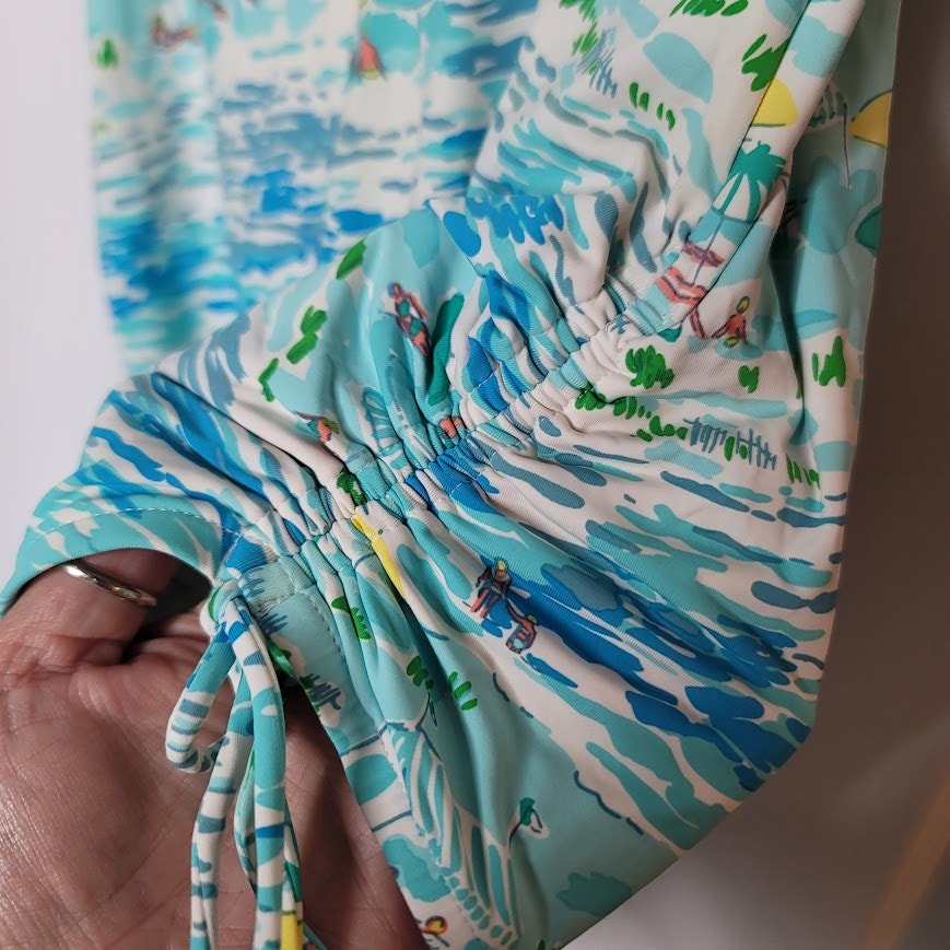 HTF Lilly Pulitzer HIGH TIDE one piece Rita swimsuit Size XL side Ruching NICE