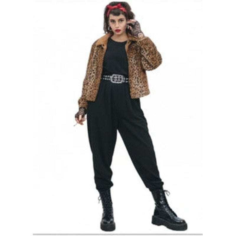 Rafaella Vintage Leopard 2 Piece Jacket & Romper Pants Set Long Sleeves SZ 13/14