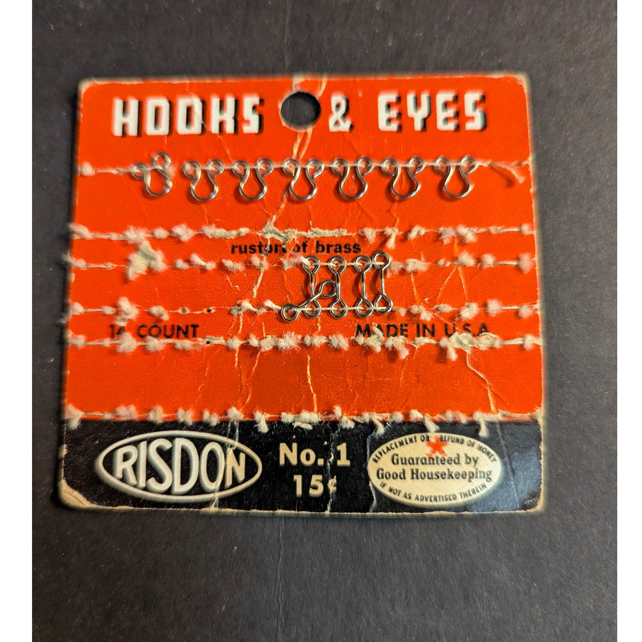 Vintage Risdon Sewing Card Hooks and Eyes No 3 Size 131 Notion Ephemera