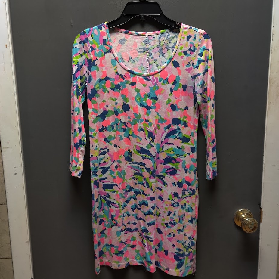 Lilly Pulitzer Beacon Dress Pina Colada Club Pima Cotton Shift Cruise XS