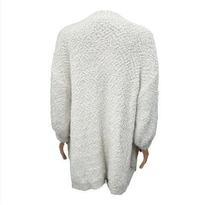 FRNCH Paris Popcorn sWEATER Soft Open Front Long Cardigan NWT smALL/MEDIUM cREAM