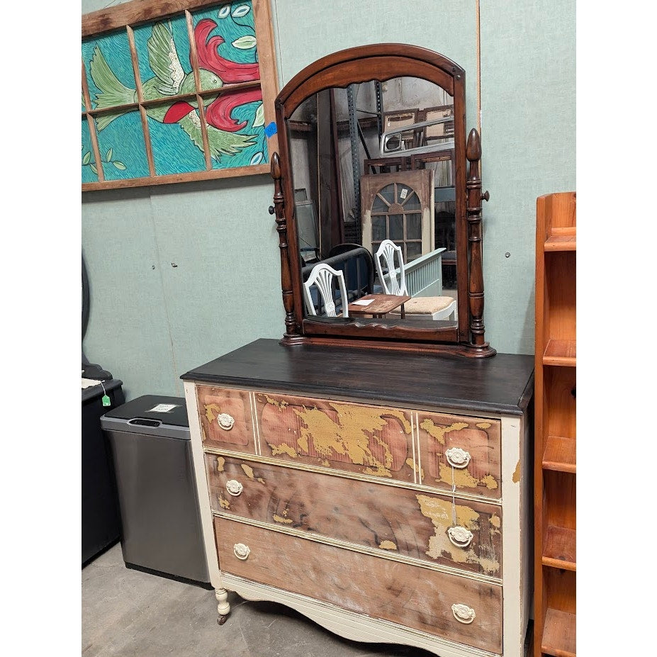 Secondhand Sandies: Mustard Farmhouse 3 drawer dresser with Mirror