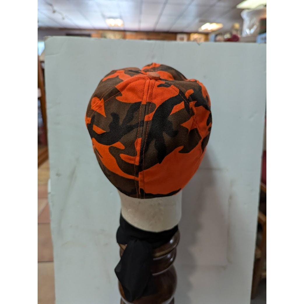 VINTAGE Cabela's Thinsulate Orange Safety Camo Winter Hunting full fabric Hat