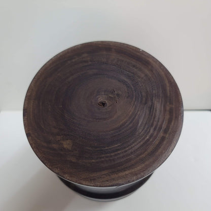Hand turned black walnut vase heavy aged solid wood crackle varnish vessel