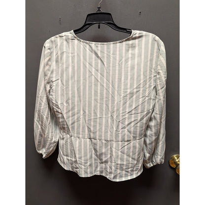 Topshop Grey Multi Striped Peplum Blouse Size US 6 NEW Casual Summer