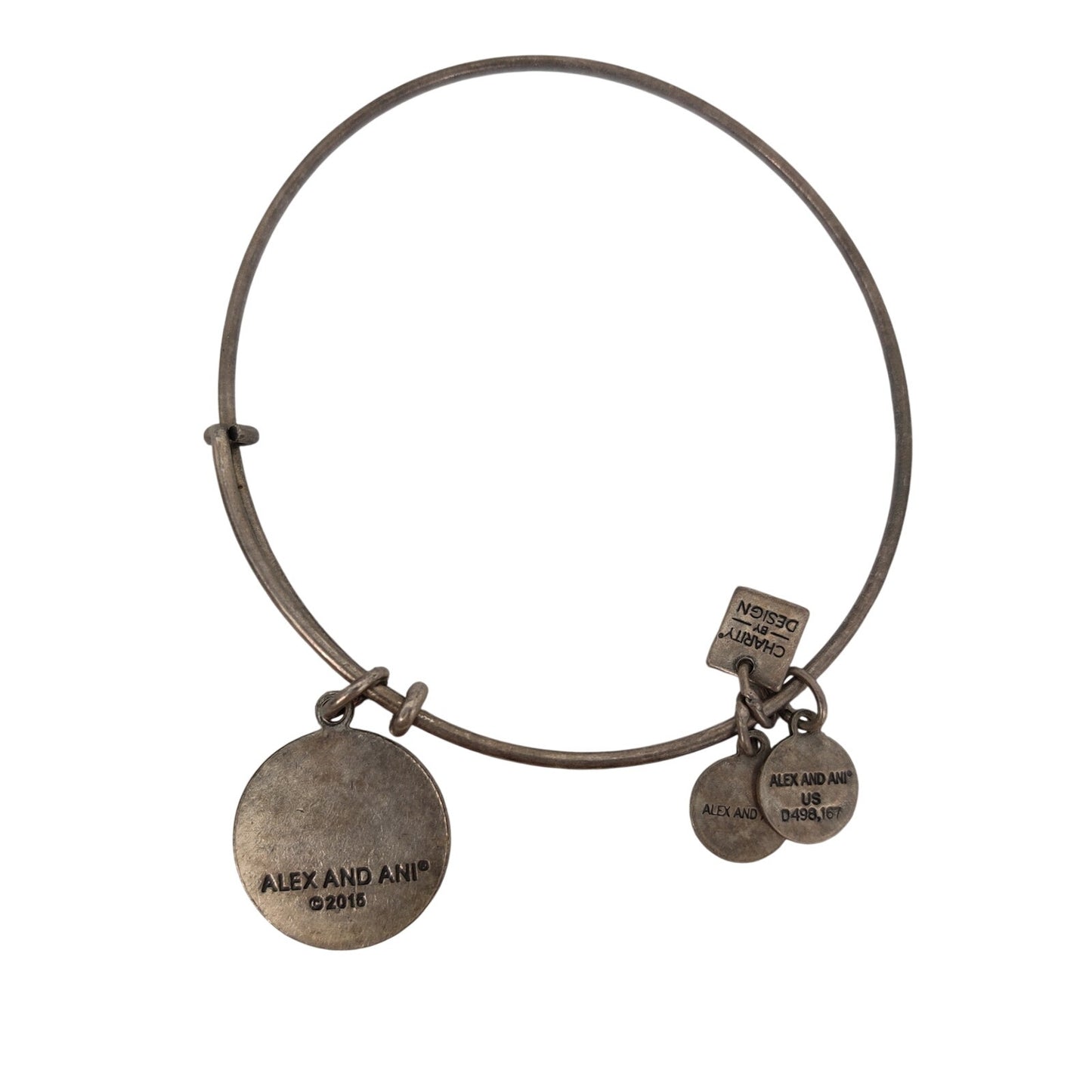 Vintage Alex and Ani Charm Bangle Rafaelian Silver Tone Expandable