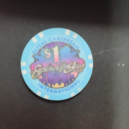 Casino Chip ROYAL CARIBBEAN EXPLORER OF THE SEAS $1 blue token