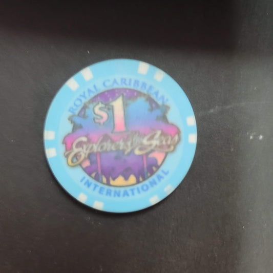 Casino Chip ROYAL CARIBBEAN EXPLORER OF THE SEAS $1 blue token