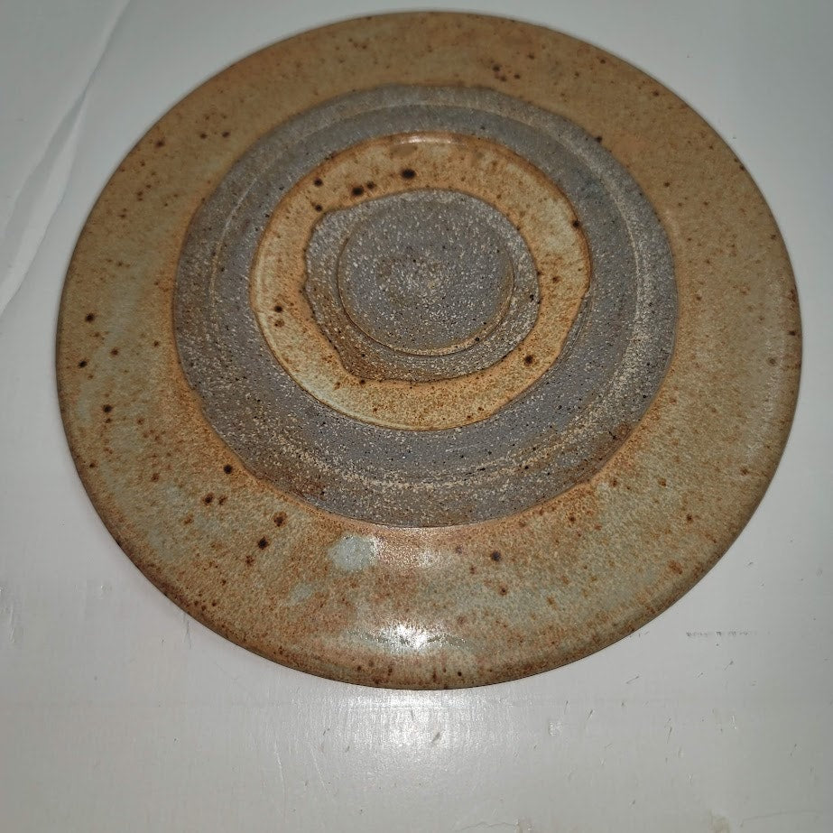 Yellow Handmade SUSAN Art Pottery yellow Bread Plate Candle Holder Trinket