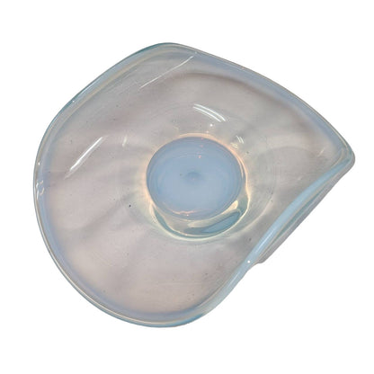 Blue Vaseline Glass Candy Trinket Tray Uranium Radiated Opalescent Curved Lip