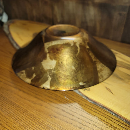 Large 16" Copper Bowl Foil Leaf Decorative Centerpiece Artisan Glass Consol