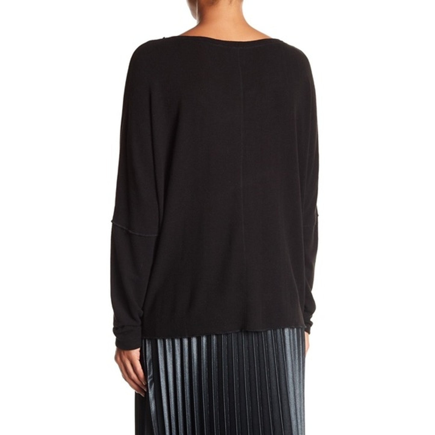 H by bordeaux Women's Pullover Rib Knit Sweater Top Large Black NWT OVERSIZED