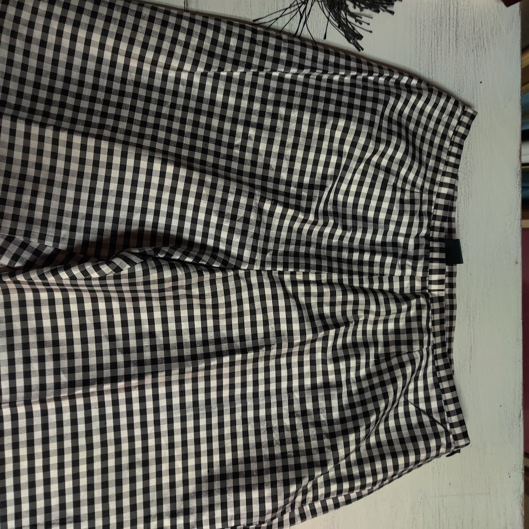 Vtg. Lauren Ralph Lauren Black & White Gingham Tapered Pants Side Zip Lined 4