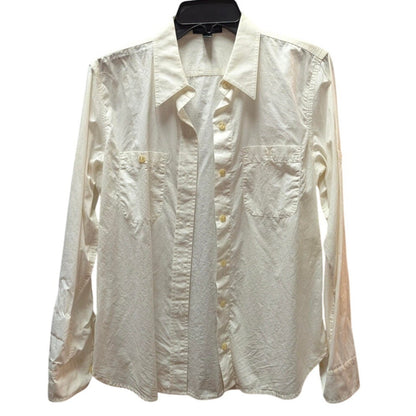 Lauren Ralph Lauren Small Petite White Button Up Roll Tab Sleeves Shirt