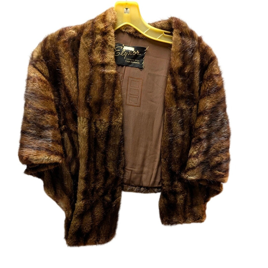 Vintage Elynor Cain Mink Fur Capelet Cropped Stole Shrug Wrap Hollywood Retro