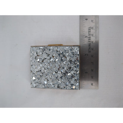 Vintage Silver Glitter / Crushed Moasic Mother-of-Pearl Compact Mirror