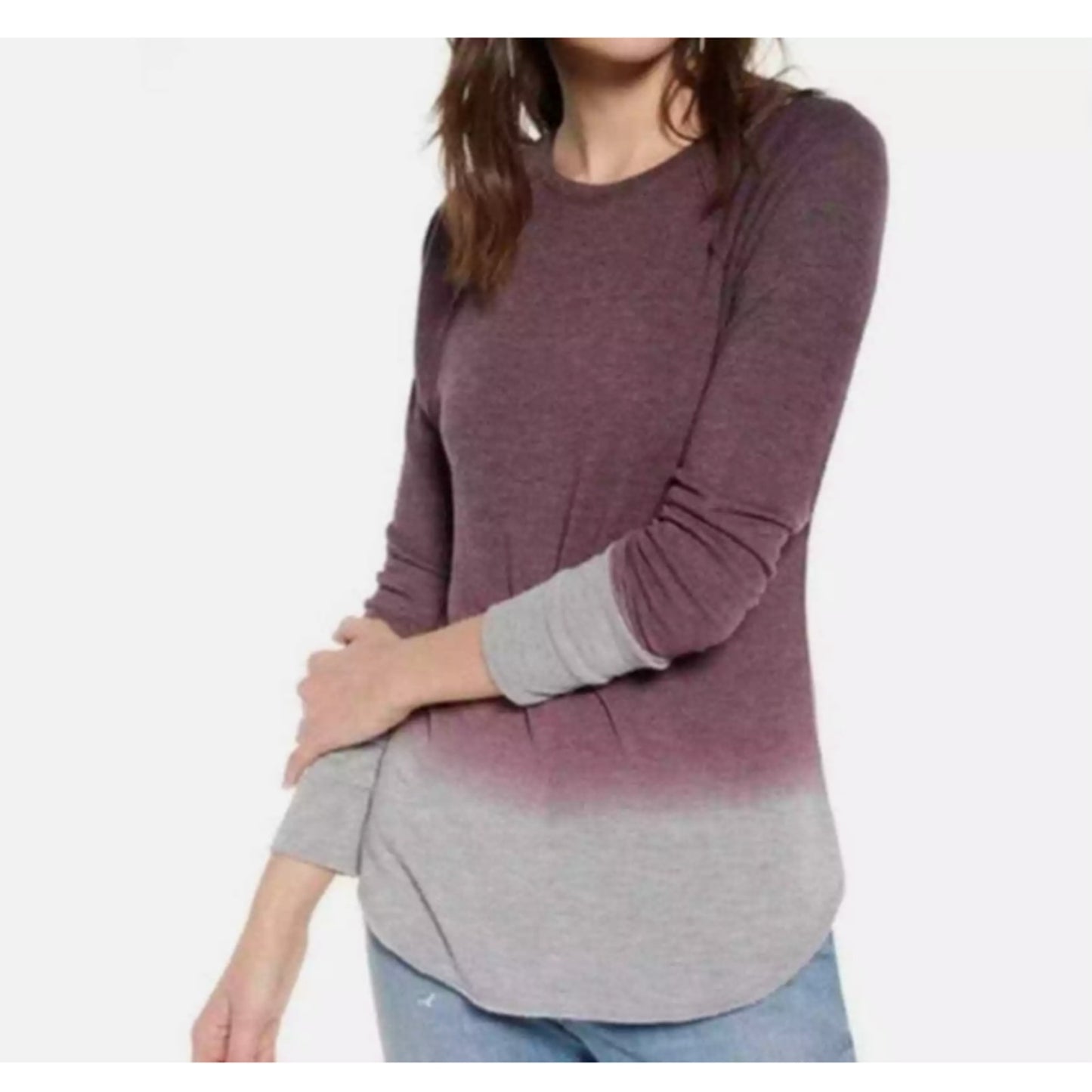 Treasure & Bond Purple Grey Ombre Long Sleeves Top Size MEDIUM New Cozy Soft