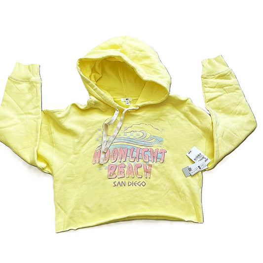 NWT BP Drawstring Hoodie Crop Sweatshirt Sz Medium in Yellow Moonlight Beach