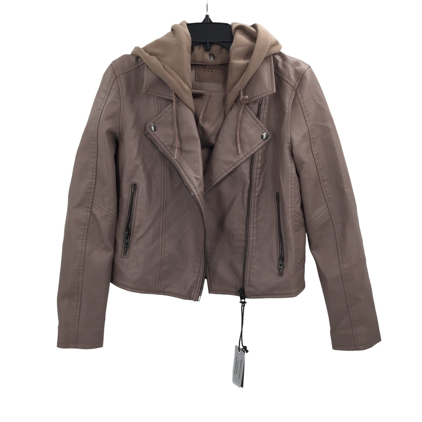 Blanknyc Meant Be Moto Jacket with Removable Hood Long Sleeve Brown MEDIUM NEW