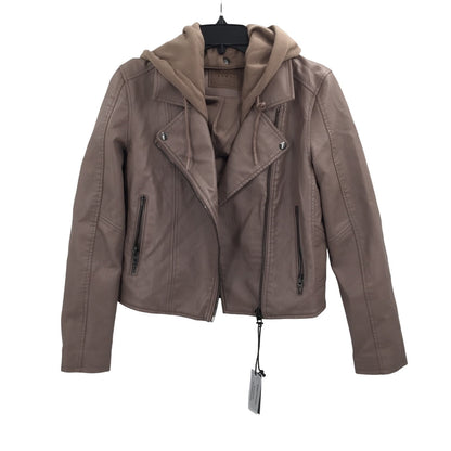 Blanknyc Meant Be Moto Jacket with Removable Hood Long Sleeve Brown MEDIUM NEW