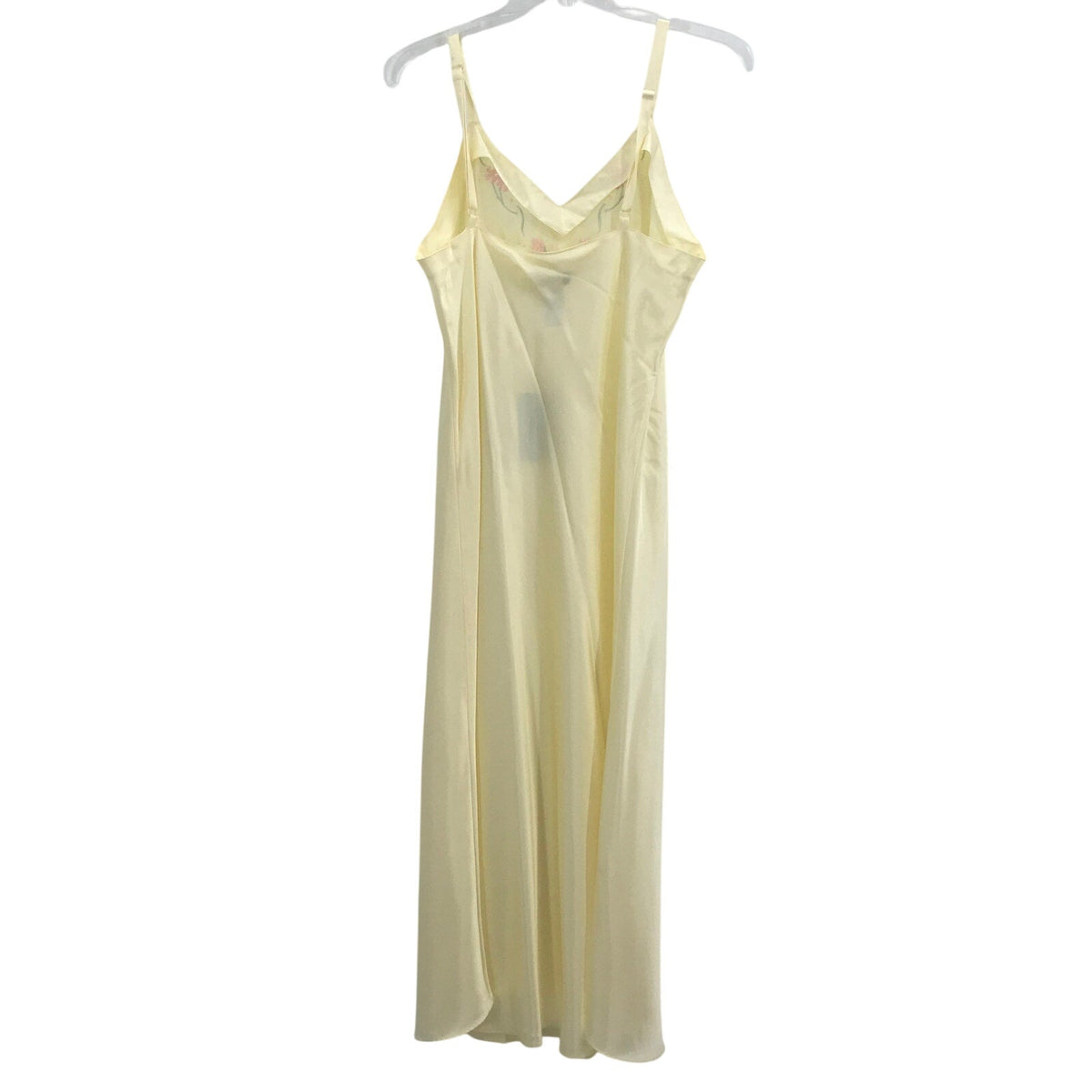 Mystique Intimates Floral Night Gown Sheer Slip Dress Sleeveless Yellow Large