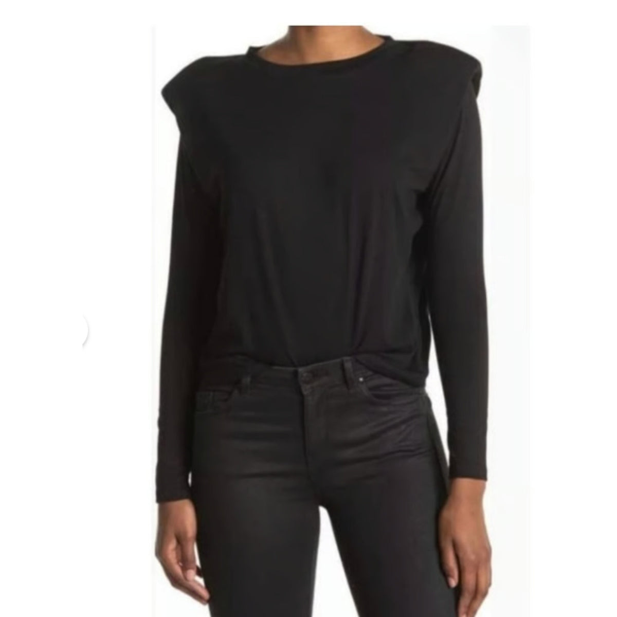 BB Dakota new casual SMALL Black Long Sleeve Shoulder Padded Top - New Women