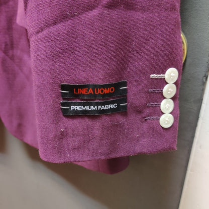 Linea Uomo 48 Long Plum Purple Blazer Sport Coat Paisley Lining Stretch