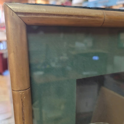 MCM Solid wood Aged Gold Faux Bamboo Design 60's Frame 28.5" x 21" x 1"