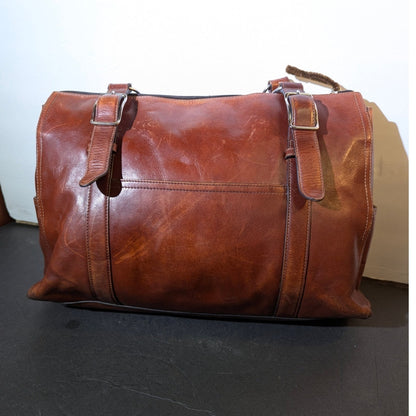 Vintage Fossil Estate Leather Duffle Satchel 75082 Brown Heritage Boho well worn