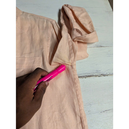 Lauren Ralph Lauren Peach Pastel 100% Linen Button Down Pocket Shirt Petite