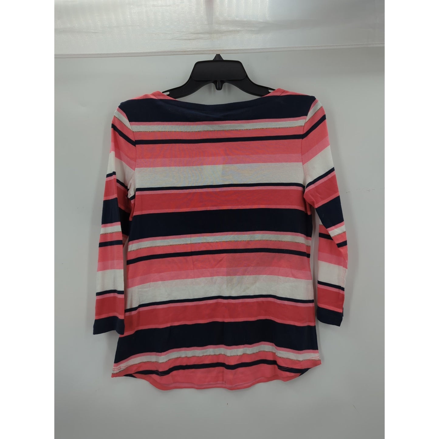 Charter Club Multi-Color Striped 3/4 Sleeve Top Size Petite Small
