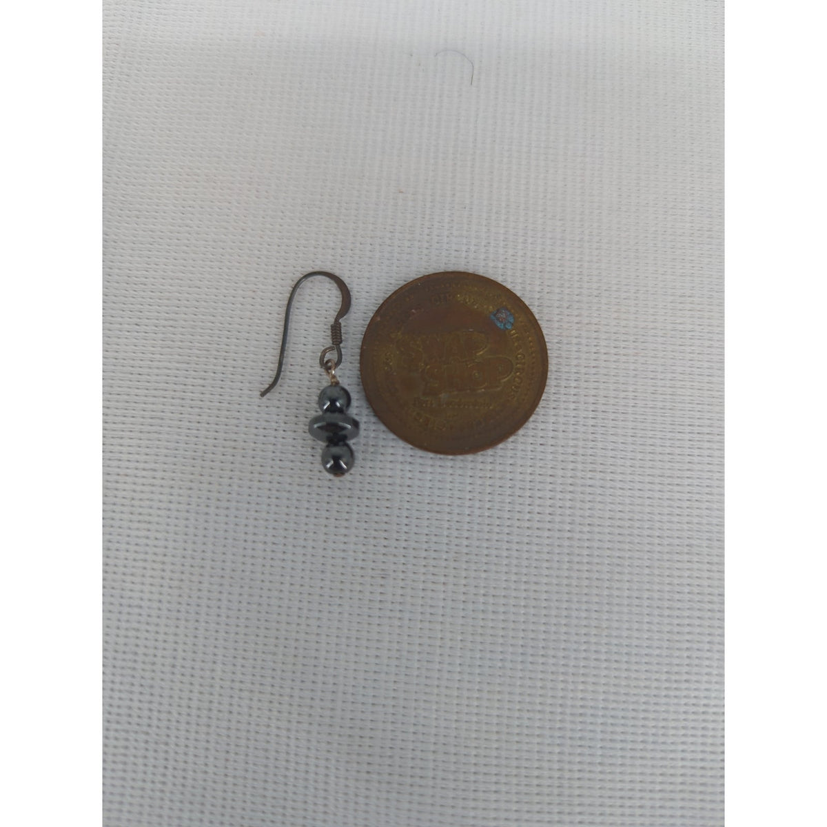 Vintage Dark Onyx Glass Beaded silver .925  Petite Dangle Earrings