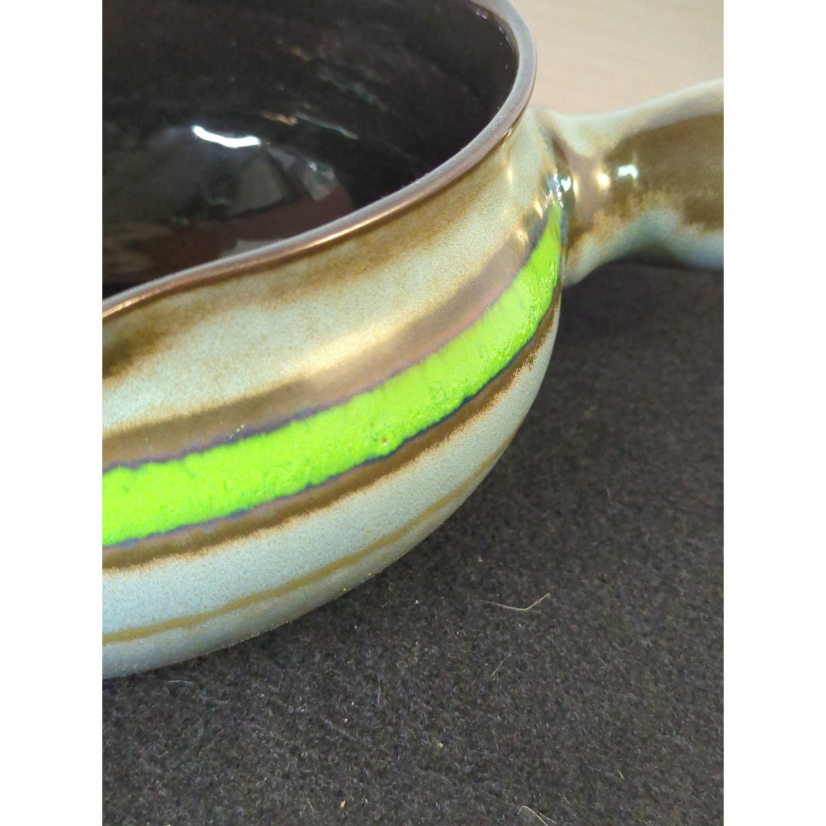 Eduardo Vega Cuenca Ecuador Pottery Signed Caquelon Sauce Pan Pot Bowl Handle