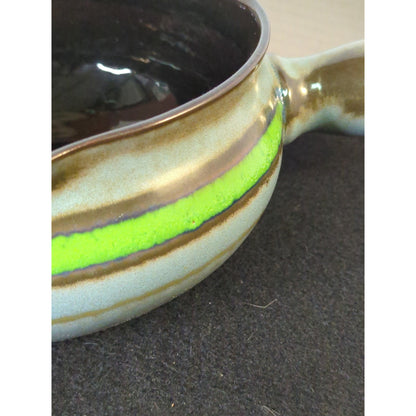 Eduardo Vega Cuenca Ecuador Pottery Signed Caquelon Sauce Pan Pot Bowl Handle