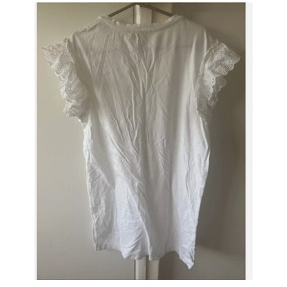 All saints Senna Adelaide eyelet tee dress size XS NEW $120 cHALK white Flutter