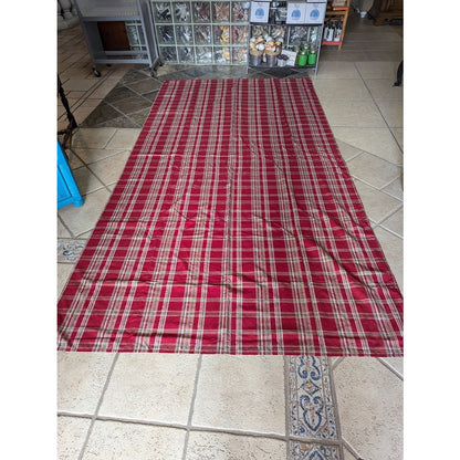 Vintage Holiday Rectangular tablecloth Red Sage Gold Cream striped 59" x 115