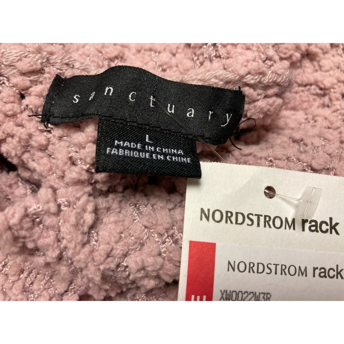 Sanctuary Popcorn Pullover Sweater Large Frosty Mauve NEW Long Sleeve Mock Neck